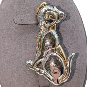 Vintage Signed Liz Claiborne Two Tone Puppy Dog Brooch